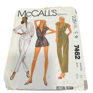Vintage McCalls 7462 Misses Jumpsuit Sewing Pattern Size 10